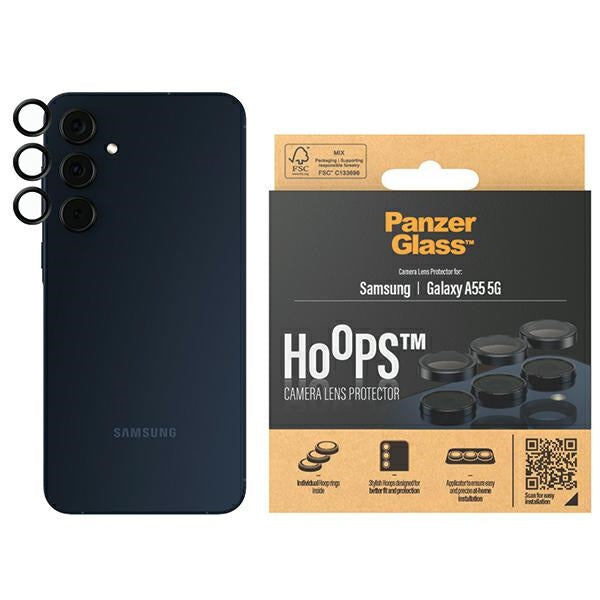 Защита на камерата PanzerGlass Hoops за Samsung Galaxy A55 5G - с черна рамка