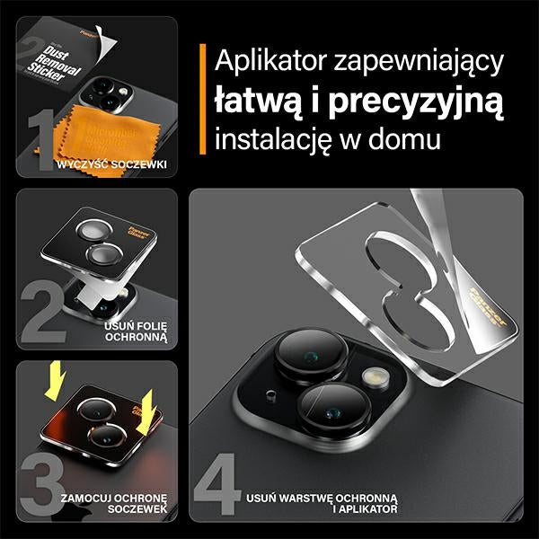 Защита на камерата PanzerGlass Hoops за iPhone 15/15 Plus - с черна рамка