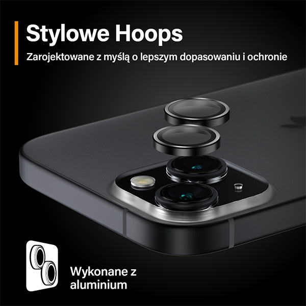 Защита на камерата PanzerGlass Hoops за iPhone 15/15 Plus - с черна рамка
