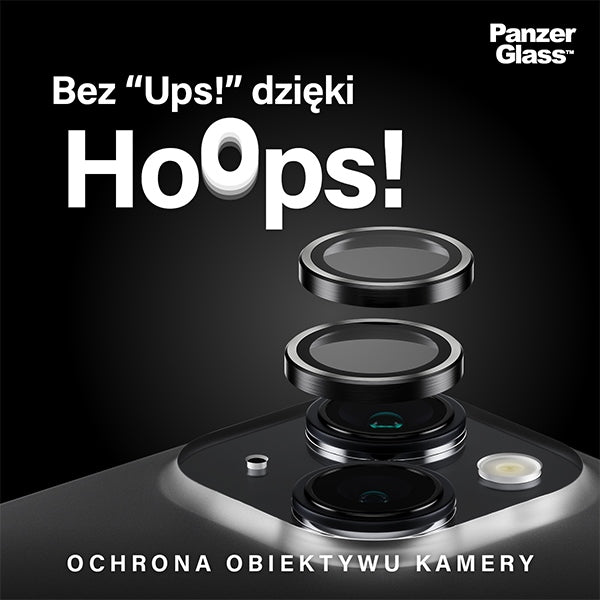 Защита на камерата PanzerGlass Hoops за iPhone 15/15 Plus - с черна рамка