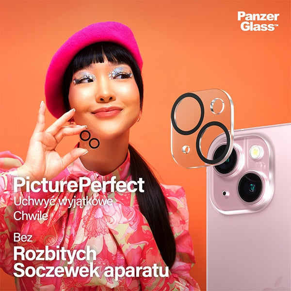 PanzerGlass Picture Perfect защита на камерата за iPhone 15 / 15 Plus - с черна рамка