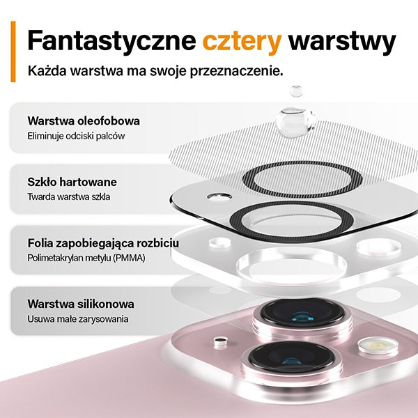PanzerGlass Picture Perfect защита на камерата за iPhone 15 / 15 Plus - с черна рамка
