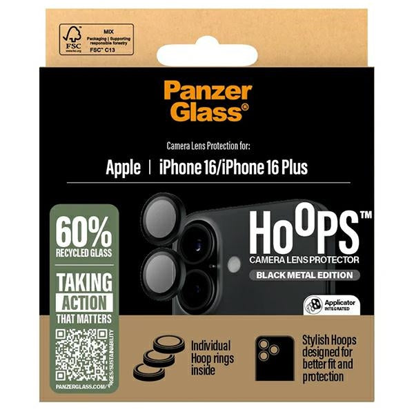 Черен протектор за обектив PanzerGlass Hoops iPhone 16 6.1" / 16 Plus 6.7" 1283