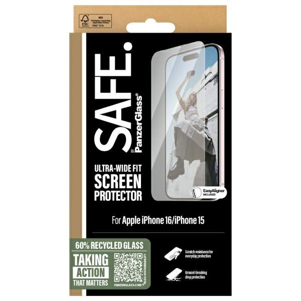 SAFE от PanzerGlass iPhone 16 6.1" протектор за екран Ultra-Wide Fit SAFE95875