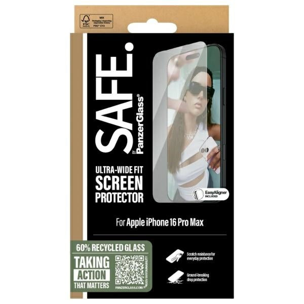 SAFE от PanzerGlass Ultra-Wide Fit закалено стъкло за iPhone 16 Pro Max