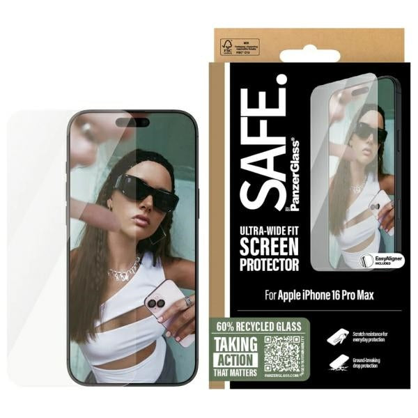 SAFE от PanzerGlass Ultra-Wide Fit закалено стъкло за iPhone 16 Pro Max