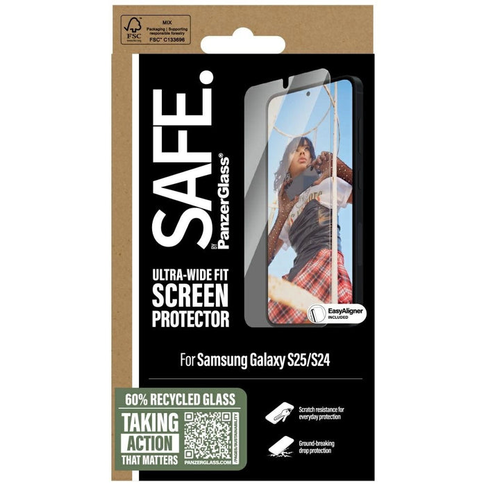 SAFE от PanzerGlass Ultra-Wide Fit Tempered Glass за Samsung Galaxy S25