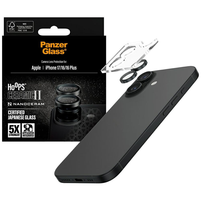 PanzerGlass Hoops Ceramic II Tempered Glass Lens Screen Protector за iPhone 16 / 16 Plus / 17