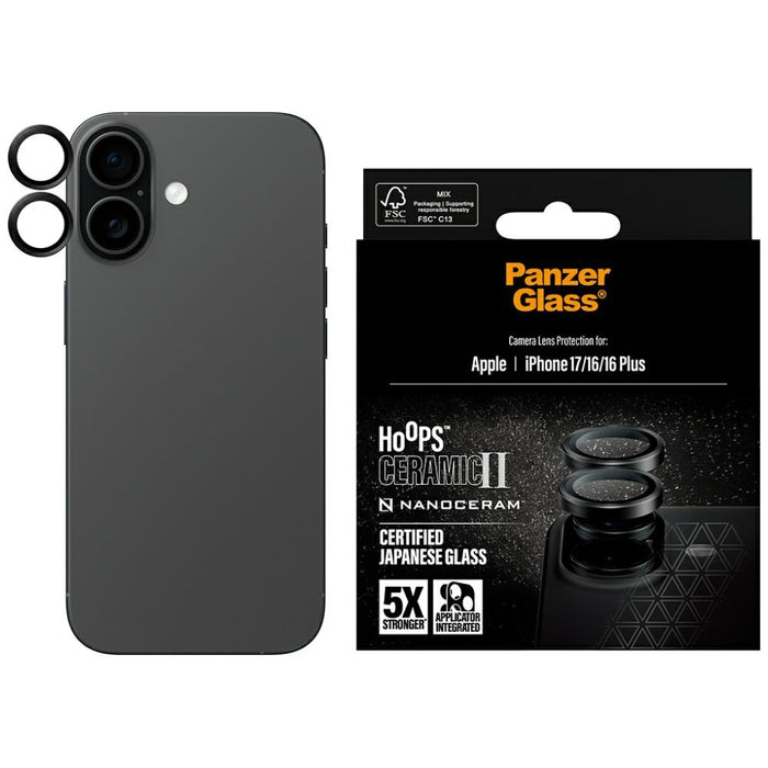 PanzerGlass Hoops Ceramic II Tempered Glass Lens Screen Protector за iPhone 16 / 16 Plus / 17