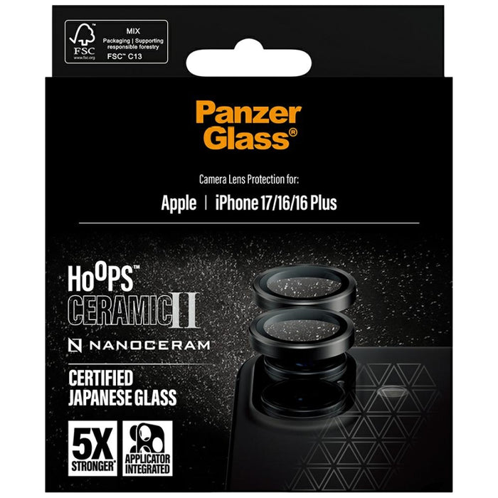 PanzerGlass Hoops Ceramic II Tempered Glass Lens Screen Protector за iPhone 16 / 16 Plus / 17