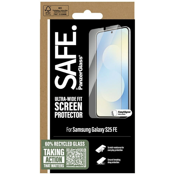 SAFE от PanzerGlass Ultra-Wide Fit закалено стъкло за Samsung Galaxy S25 FE - прозрачно