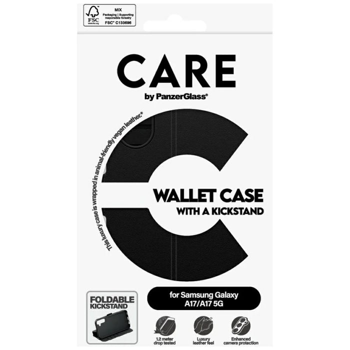 Калъф-портфейл CARE by PanzerGlass M. със стойка за Samsung Galaxy M17 5G / A17 / A17 5G - черен