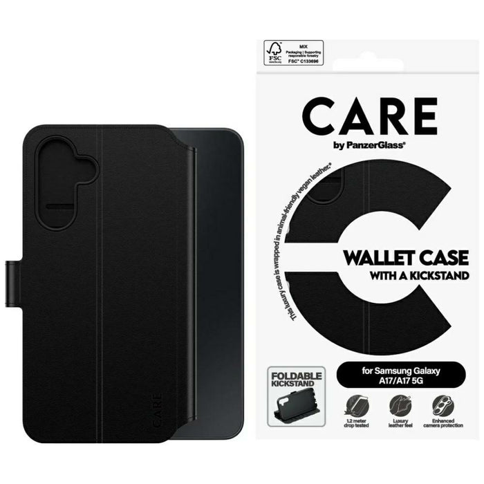 Калъф-портфейл CARE by PanzerGlass M. със стойка за Samsung Galaxy M17 5G / A17 / A17 5G - черен