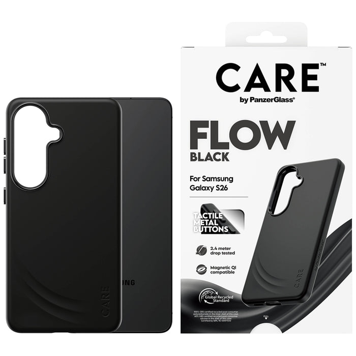 Калъф CARE от PanzerGlass Flow Black QI за Samsung Galaxy S26 - черен
