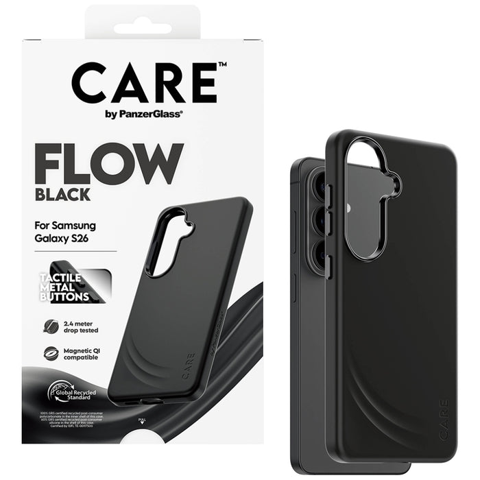 Калъф CARE от PanzerGlass Flow Black QI за Samsung Galaxy S26 - черен