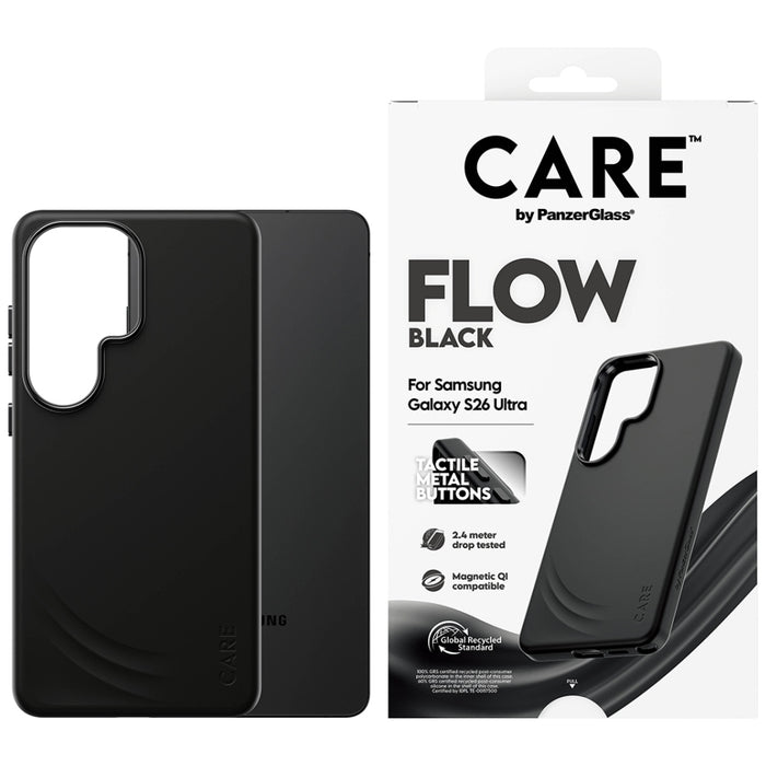 Калъф CARE by PanzerGlass Flow Black Qi за Samsung Galaxy S26 Ultra - черен
