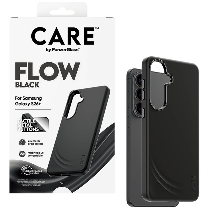 Калъф CARE от PanzerGlass Flow Black Qi за Samsung Galaxy S26+ - черен