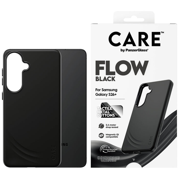Калъф CARE от PanzerGlass Flow Black Qi за Samsung Galaxy S26+ - черен
