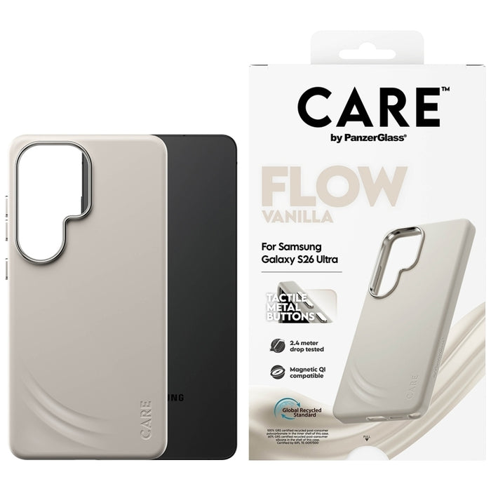 Калъф CARE by PanzerGlass Flow Vanilla Qi за Samsung Galaxy S26 Ultra - бежов