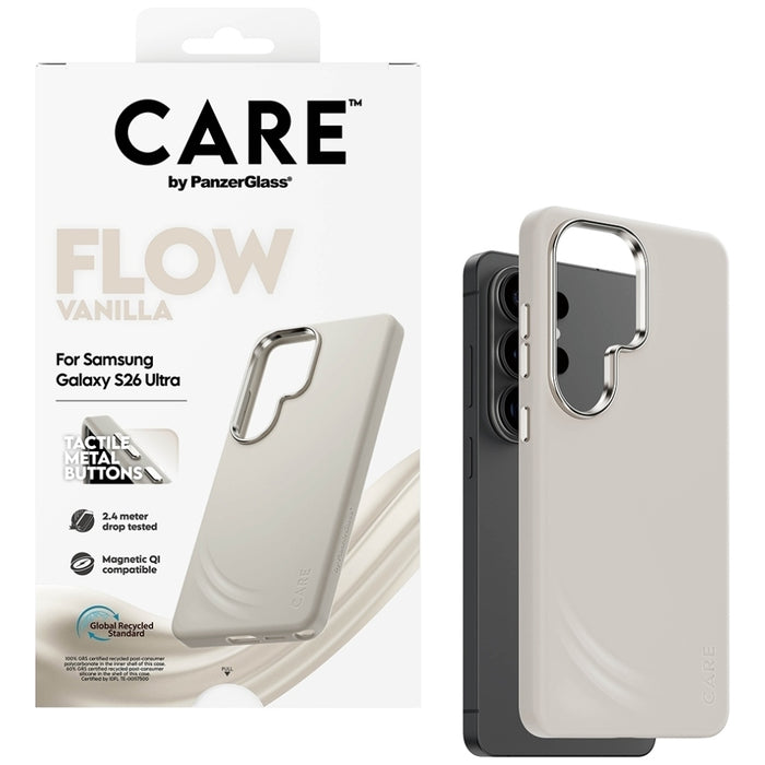 Калъф CARE by PanzerGlass Flow Vanilla Qi за Samsung Galaxy S26 Ultra - бежов