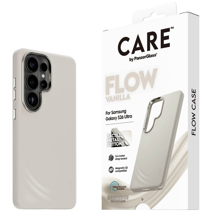 Калъф CARE by PanzerGlass Flow Vanilla Qi за Samsung Galaxy S26 - бежов