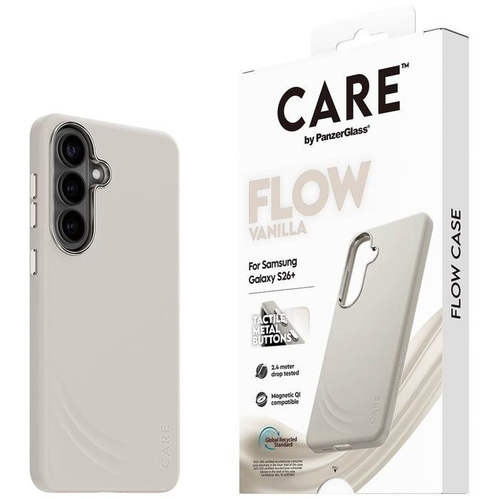 Калъф CARE by PanzerGlass Flow Vanilla Qi за Samsung Galaxy S26+ - бежов