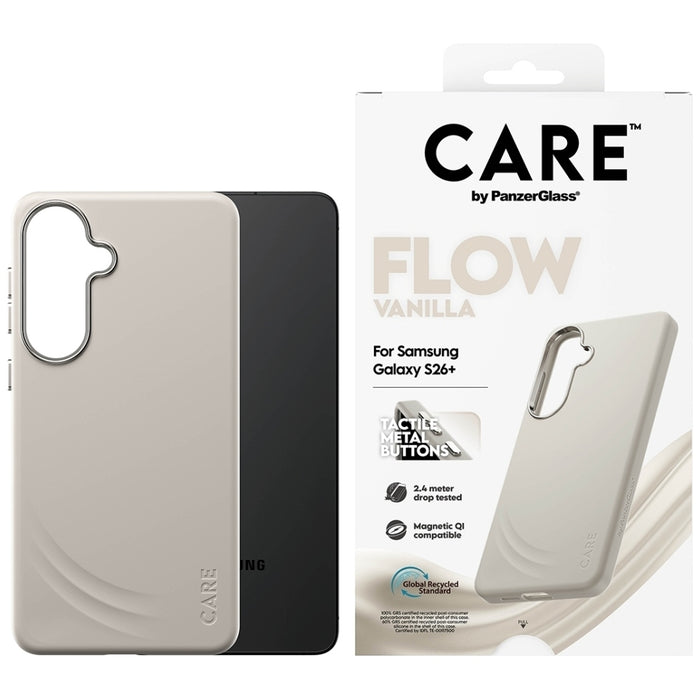 Калъф CARE by PanzerGlass Flow Vanilla Qi за Samsung Galaxy S26+ - бежов