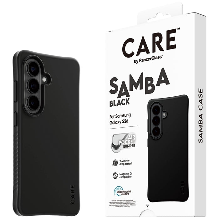 Калъф CARE от PanzerGlass Samba Black Qi за Samsung Galaxy S26 - черен