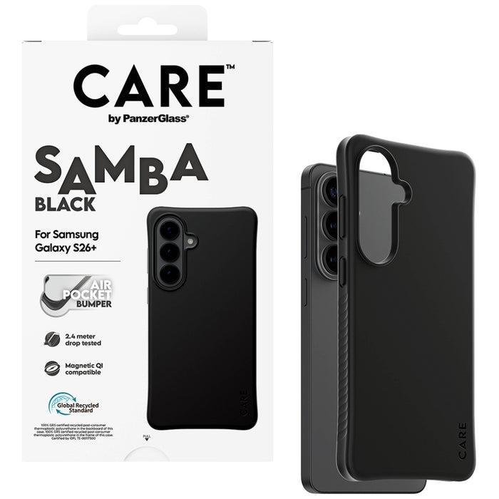 Калъф CARE от PanzerGlass Samba Black Qi за Samsung Galaxy S26+ - черен