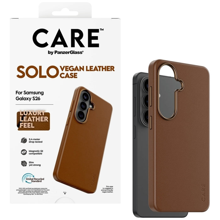 Калъф CARE by PanzerGlass Solo за Samsung Galaxy S26 - кафяв