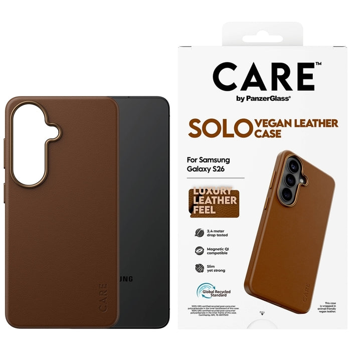 Калъф CARE by PanzerGlass Solo за Samsung Galaxy S26 - кафяв