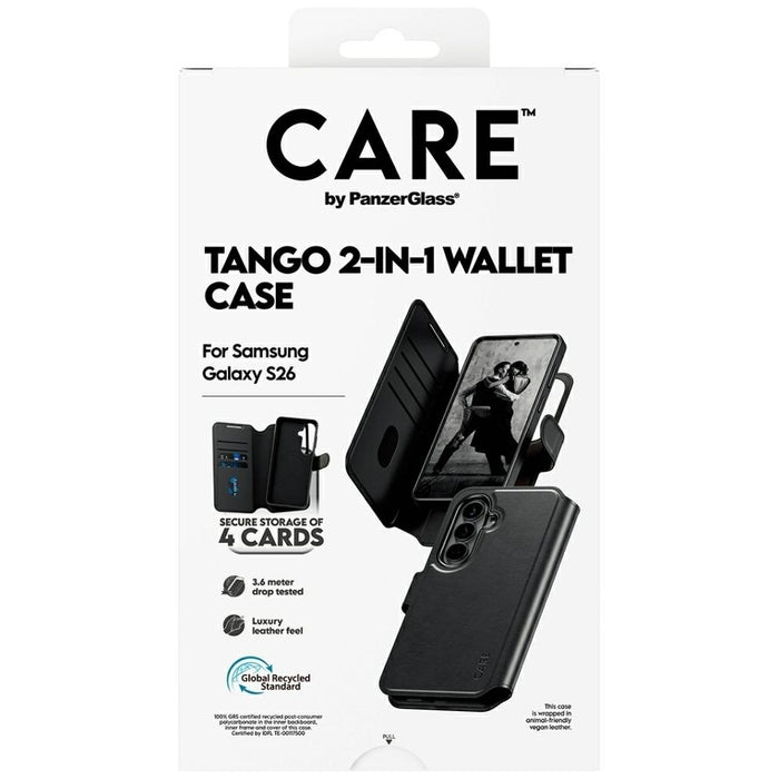 Калъф-портфейл CARE by PanzerGlass Tango 2в1 за Samsung Galaxy S26 - черен