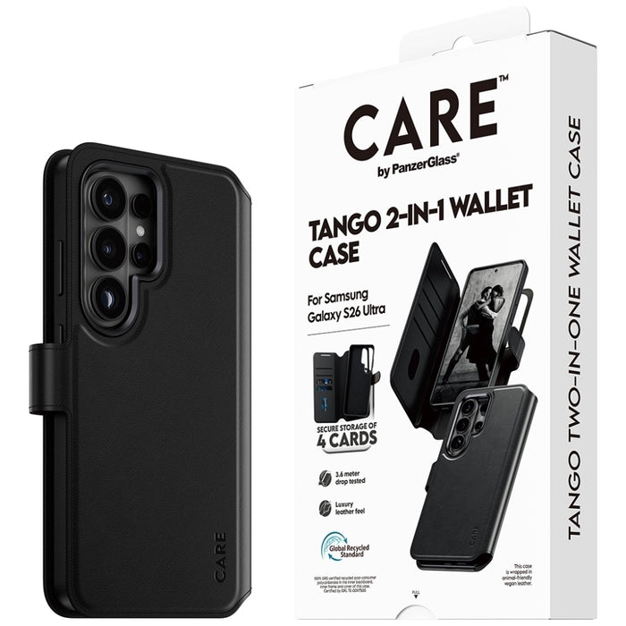 Калъф-портфейл CARE by PanzerGlass Tango 2в1 за Samsung Galaxy S26 Ultra - черен