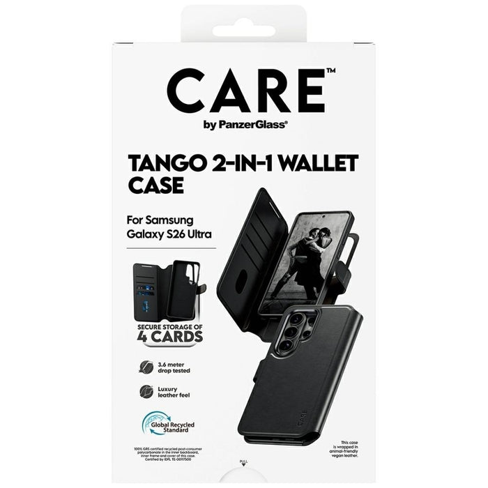 Калъф-портфейл CARE by PanzerGlass Tango 2в1 за Samsung Galaxy S26 Ultra - черен