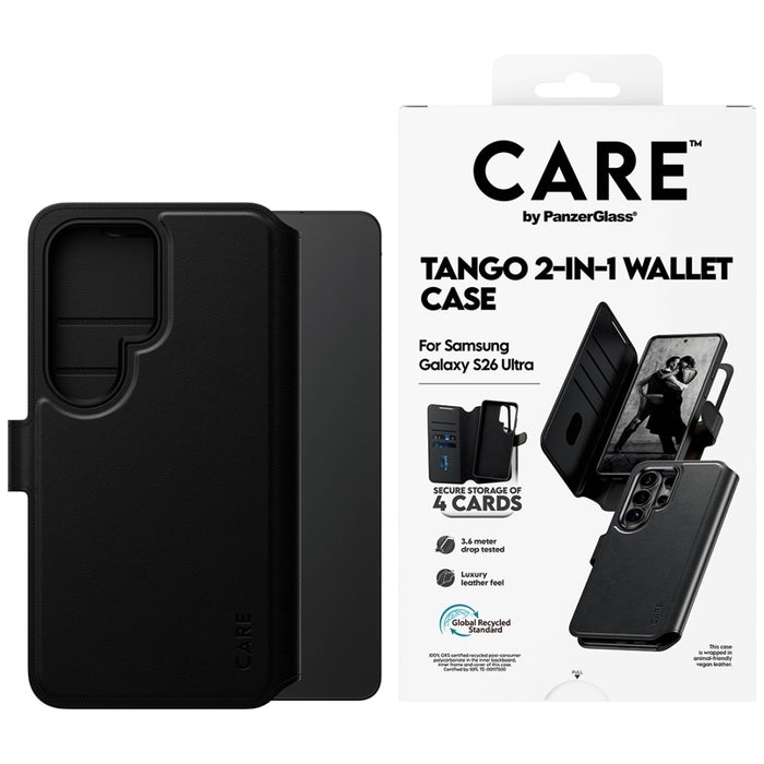 Калъф-портфейл CARE by PanzerGlass Tango 2в1 за Samsung Galaxy S26 Ultra - черен