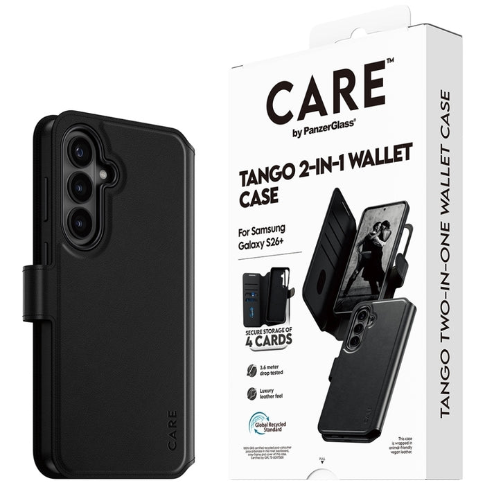 Калъф-портфейл CARE by PanzerGlass Tango 2в1 за Samsung Galaxy S26+ - черен