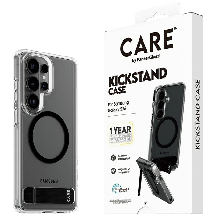 Прозрачен калъф CARE by PanzerGlass Urban Explorer с черен Qi цвят за Samsung Galaxy S26 - прозрачен