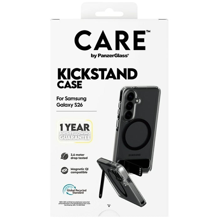 Прозрачен калъф CARE by PanzerGlass Urban Explorer с черен Qi цвят за Samsung Galaxy S26 - прозрачен