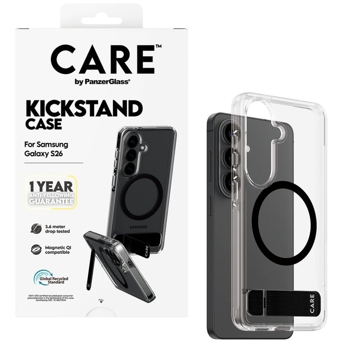 Прозрачен калъф CARE by PanzerGlass Urban Explorer с черен Qi цвят за Samsung Galaxy S26 - прозрачен