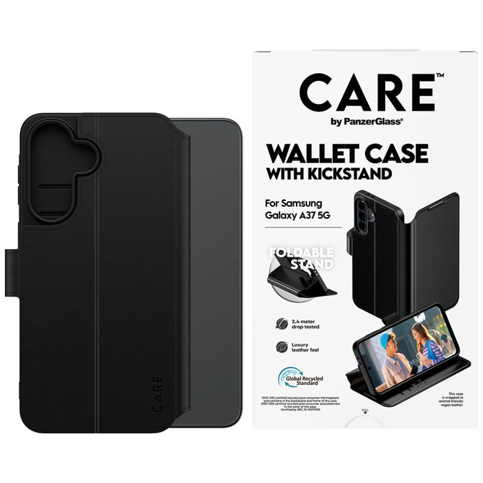 Калъф-портфейл с поставка CARE от PanzerGlass за Samsung Galaxy A37 - черен