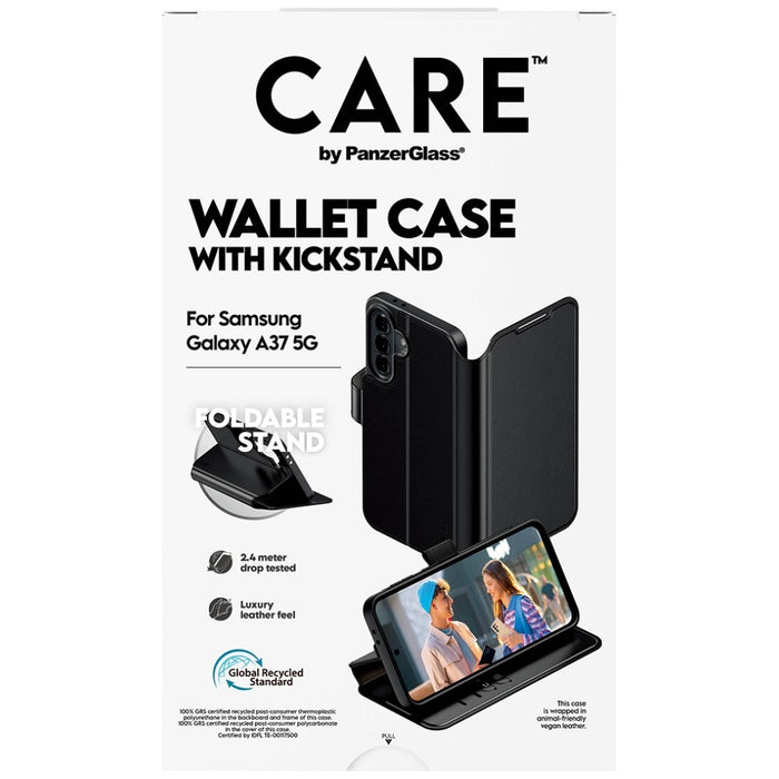 Калъф-портфейл с поставка CARE от PanzerGlass за Samsung Galaxy A37 - черен