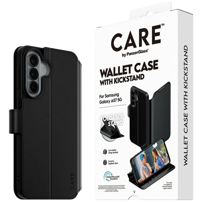 Калъф-портфейл с поставка CARE от PanzerGlass за Samsung Galaxy A57 - черен
