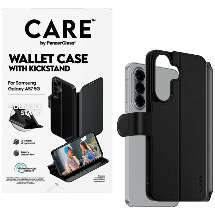 Калъф-портфейл с поставка CARE от PanzerGlass за Samsung Galaxy A57 - черен