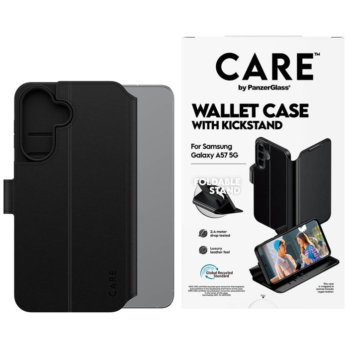 Калъф-портфейл с поставка CARE от PanzerGlass за Samsung Galaxy A57 - черен