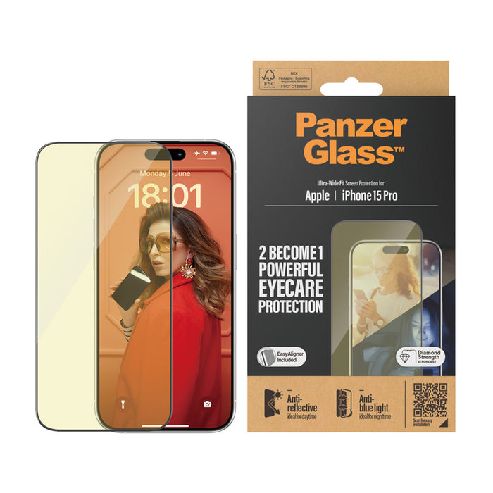СТЪКЛО PG IPHONE 15 PRO ANTI BLUE LIGHT