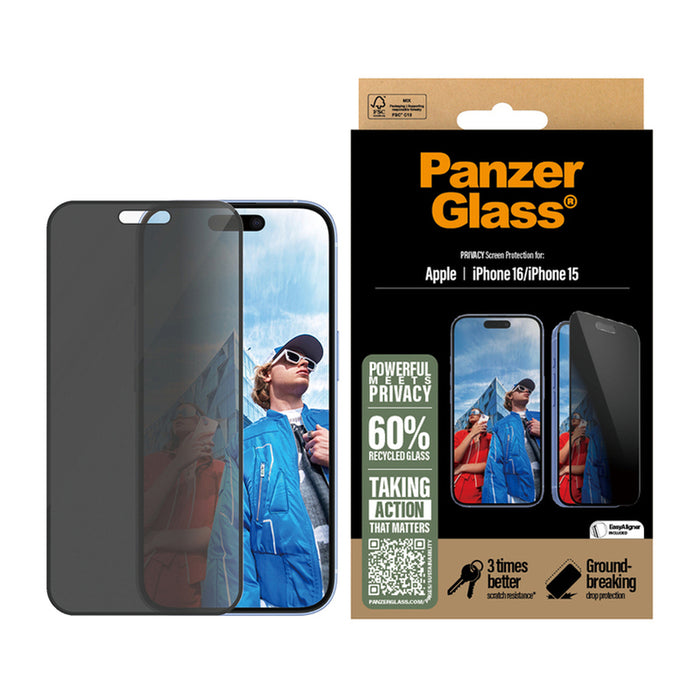 СТЪКЛО PG IPHONE 16/IPHONE 15 PRIVACY