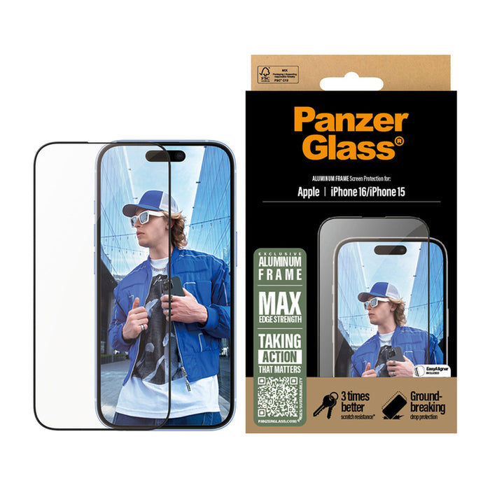 СТЪКЛО PG IPHONE 16/IPHONE 15 ALU FRAME