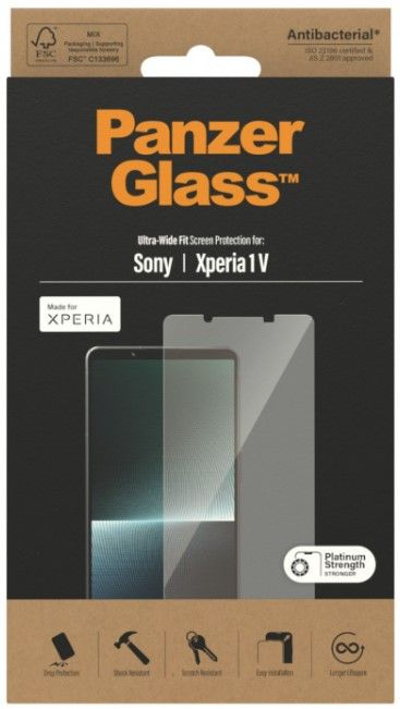 Стъклен протектор PanzerGlass - AntiBact UWF, Xperia 1 V