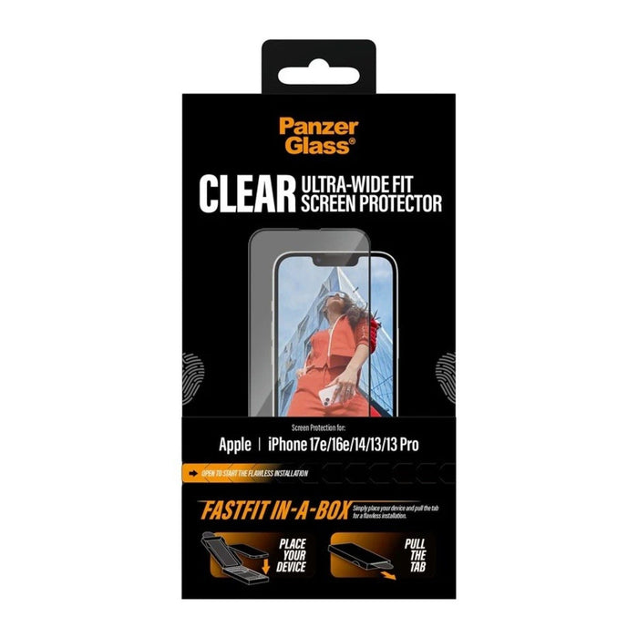 Стъклен протектор PanzerGlass – Clear UWF, iPhone 17e/16e/14/13/13 Pro