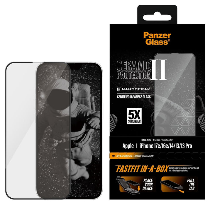 Стъклен протектор PanzerGlass – Ceramic, iPhone 17e/16e/14/13/13 Pro